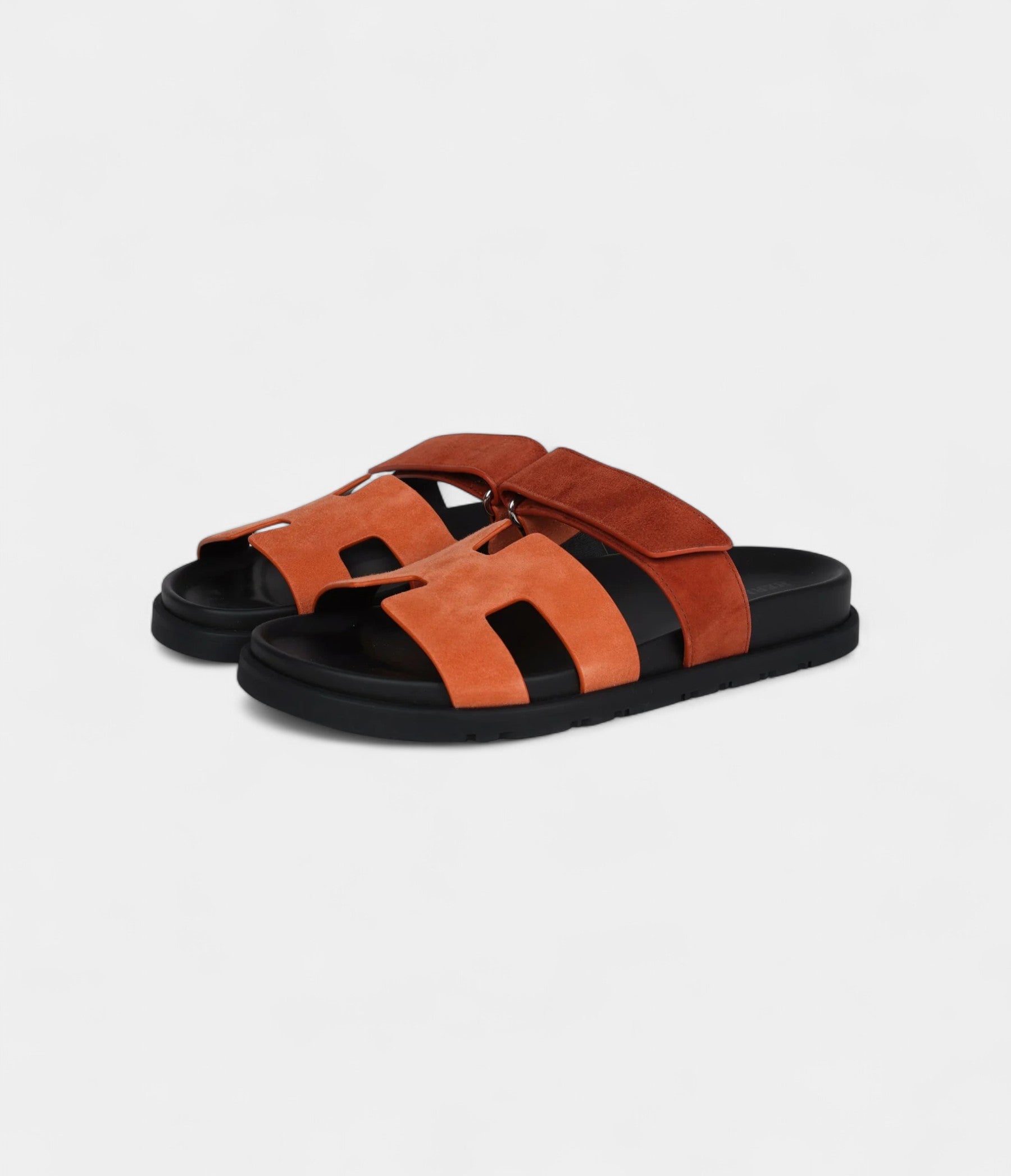 Hermès Chypre Techno Sandal Rose Bois De Santal and Rouge De Turin Suede Palladium Hardware 37 EU