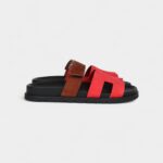 Hermès Chypre Techno Sandal Rouge Cinetique/Gold Suede Palladium Hardware 36.5 EU