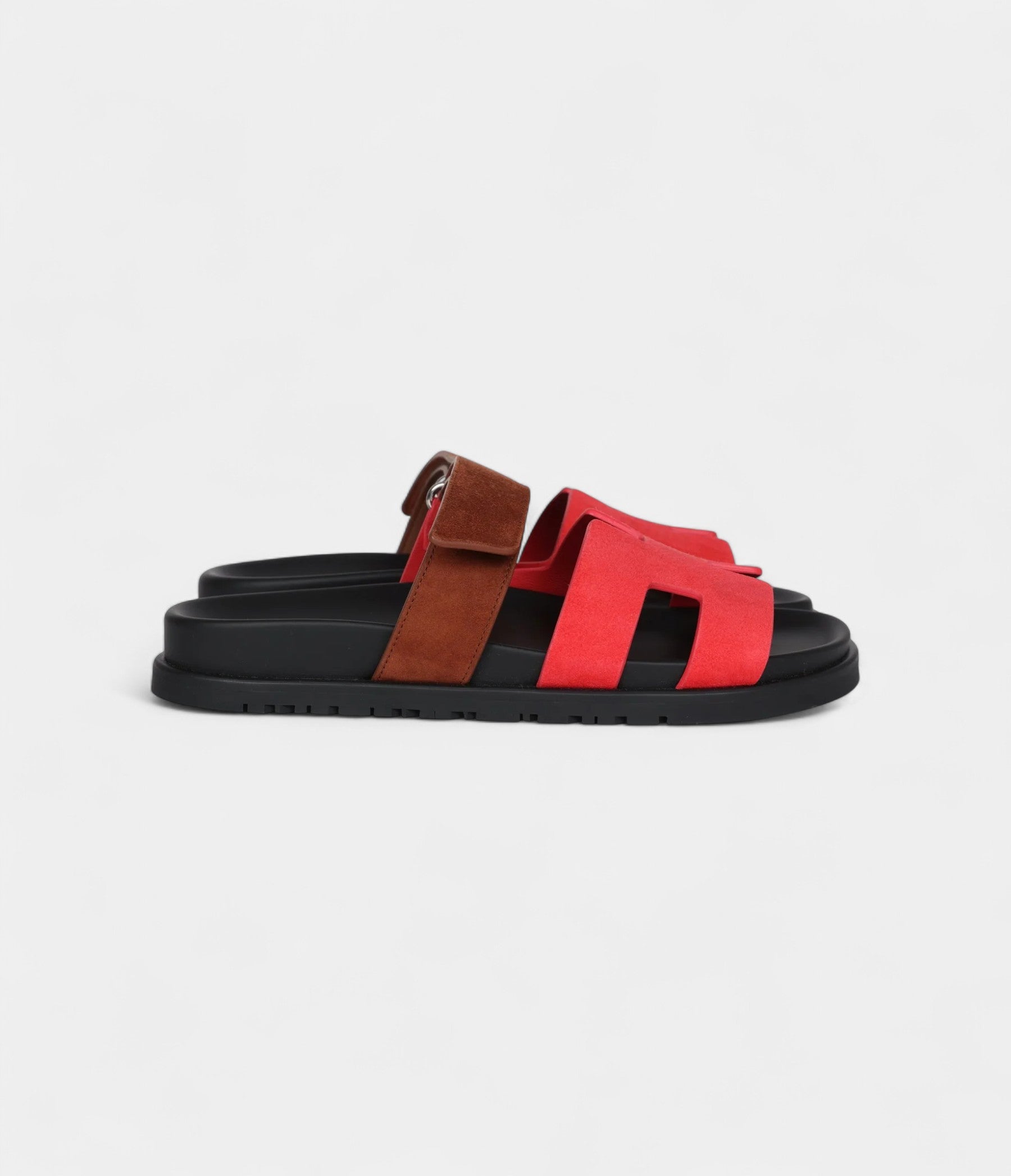 Hermès Chypre Techno Sandal Rouge Cinetique/Gold Suede Palladium Hardware 36.5 EU