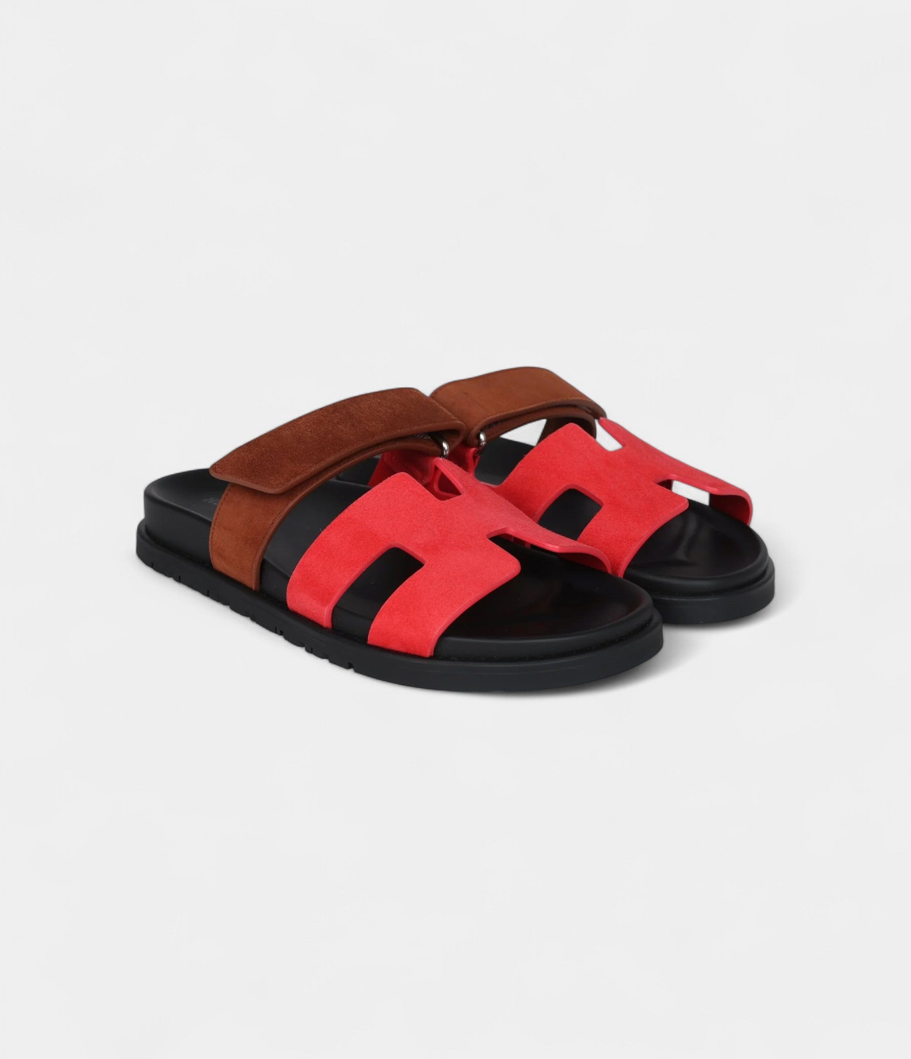 Hermès Chypre Techno Sandal Rouge Cinetique/Gold Suede Palladium Hardware 36.5 EU