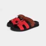 Hermès Chypre Techno Sandal Rouge Cinetique/Gold Suede Palladium Hardware 36.5 EU