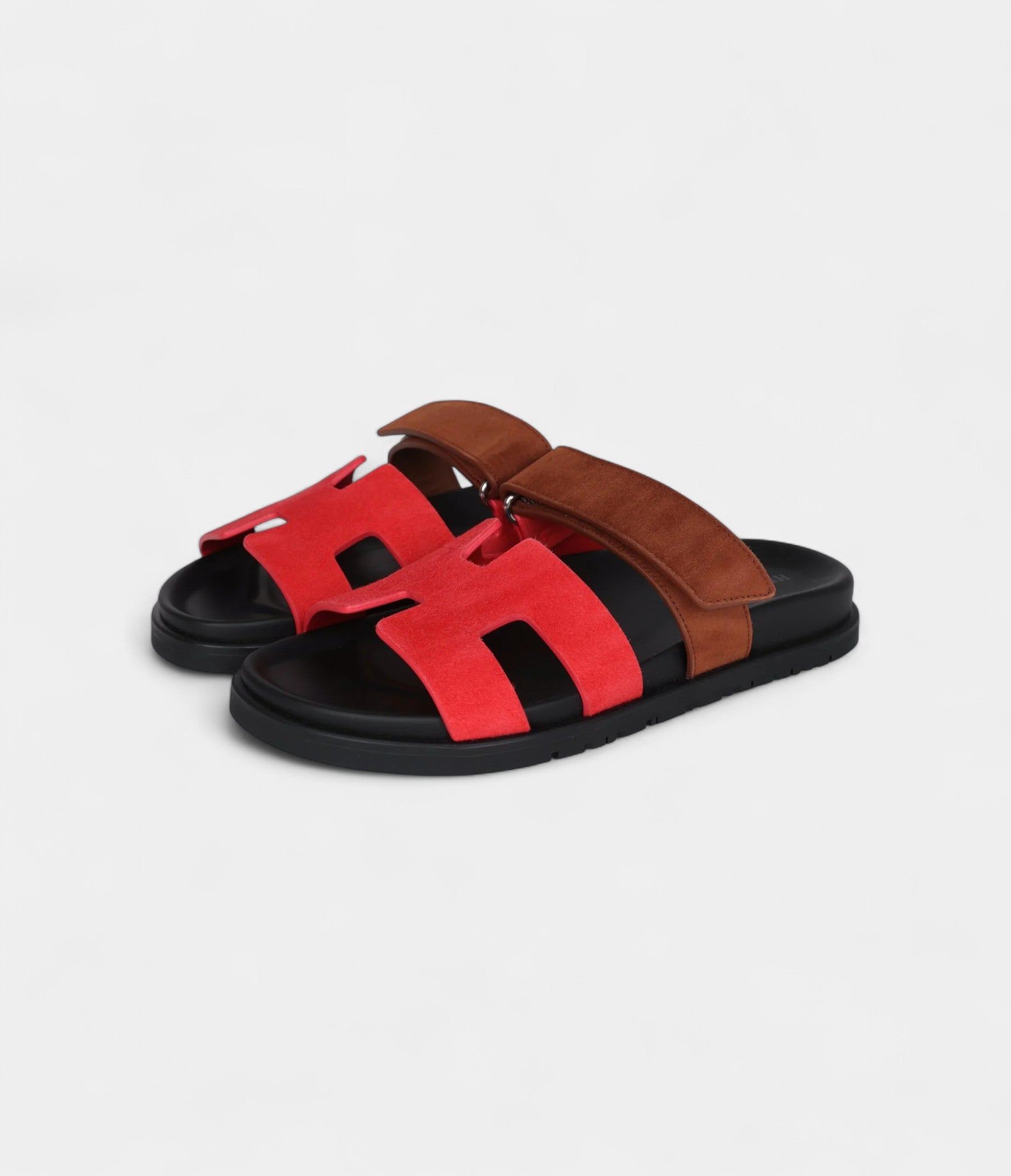 Hermès Chypre Techno Sandal Rouge Cinetique/Gold Suede Palladium Hardware 36.5 EU