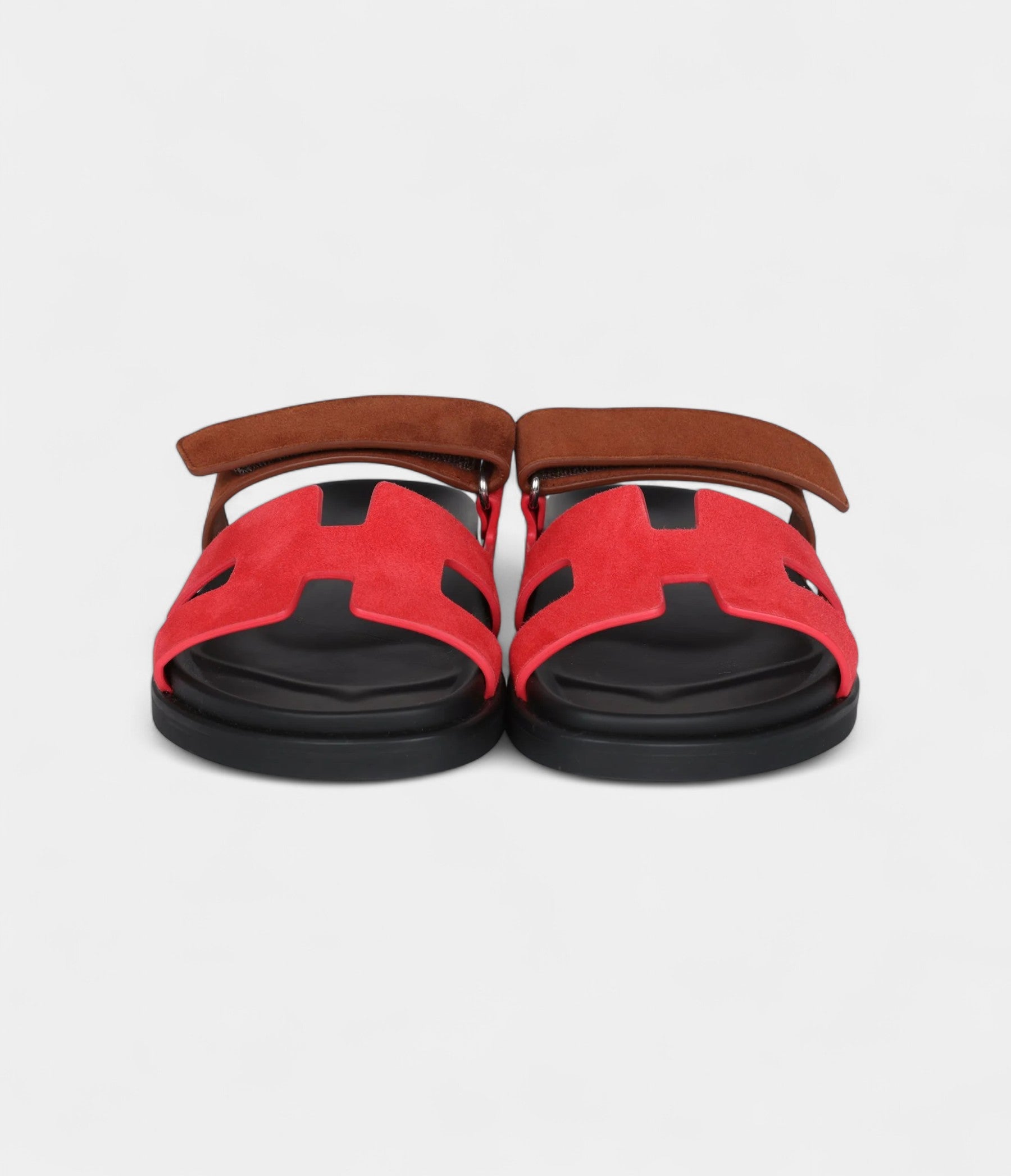 Hermès Chypre Techno Sandal Rouge Cinetique/Gold Suede Palladium Hardware 36.5 EU