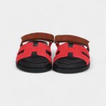 Hermès Chypre Techno Sandal Rouge Cinetique/Gold Suede Palladium Hardware 37 EU