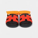 Hermès Chypre Techno Sandal Sunset & Rouge Ecarlate Suede Palladium Hardware 37.5 EU