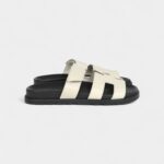 Hermès Chypre Techno Sandals Beige Glaise Matte Alligator Palladium Hardware 37 EU