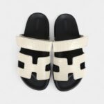 Hermès Chypre Techno Sandals Beige Glaise Matte Alligator Palladium Hardware 37 EU