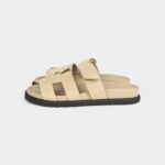 Hermès Chypre Techno Sandals Beige Lin Suede Palladium Hardware 35 EU