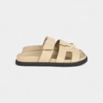 Hermès Chypre Techno Sandals Beige Lin Suede Palladium Hardware 35 EU