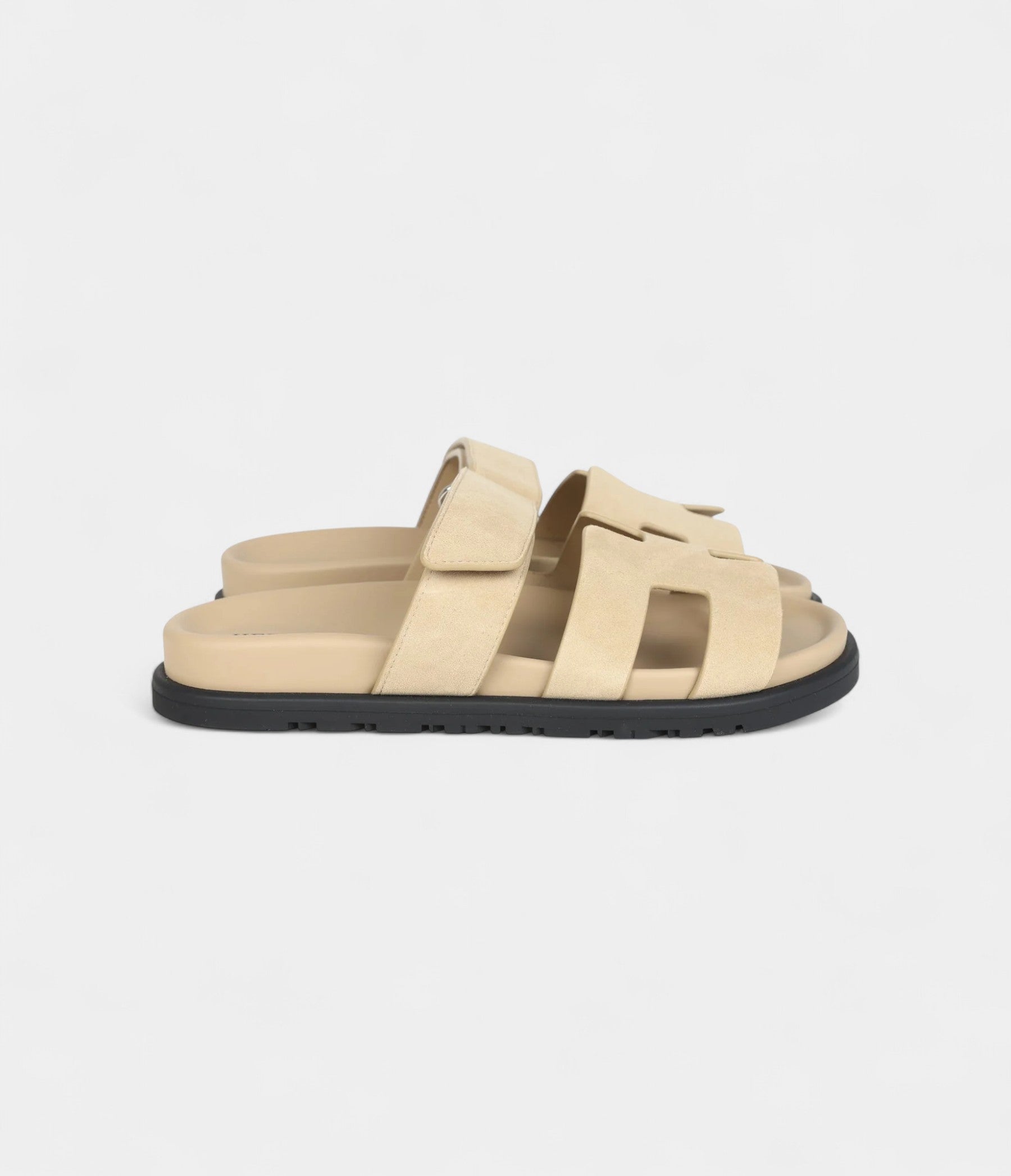 Hermès Chypre Techno Sandals Beige Lin Suede Palladium Hardware 35 EU