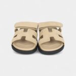 Hermès Chypre Techno Sandals Beige Lin Suede Palladium Hardware 35 EU
