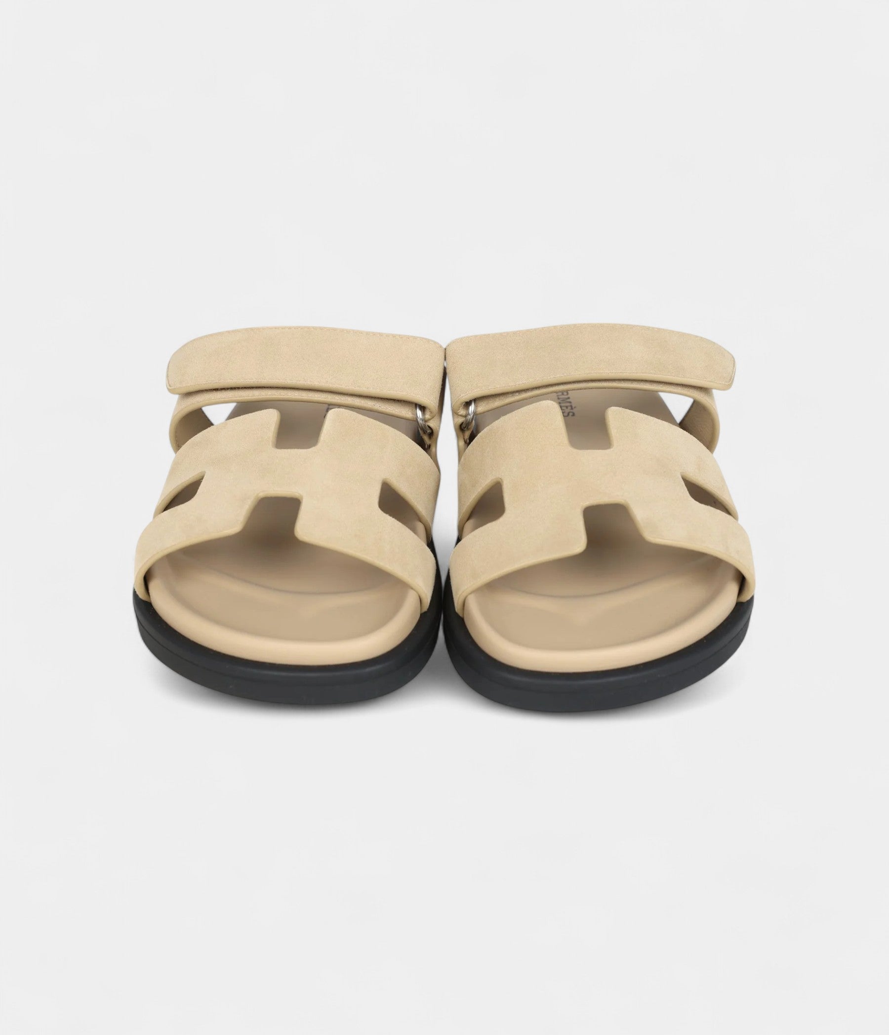 Hermès Chypre Techno Sandals Beige Lin Suede Palladium Hardware 35 EU