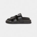 Hermès Chypre Techno Sandals Black Calfskin Palladium Hardware 35.5 EU