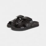 Hermès Chypre Techno Sandals Black Calfskin Palladium Hardware 35.5 EU