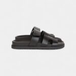 Hermès Chypre Techno Sandals Black Calfskin Palladium Hardware 35.5 EU