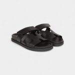 Hermès Chypre Techno Sandals Black Calfskin Palladium Hardware 35.5 EU