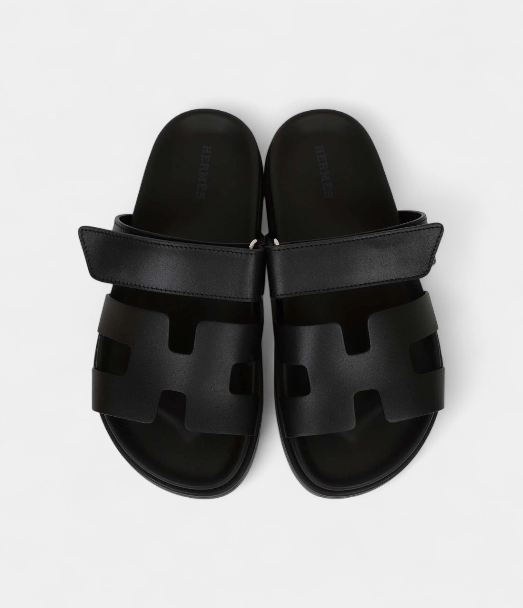Hermès Chypre Techno Sandals Black Calfskin Palladium Hardware 35 EU