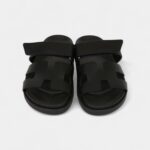 Hermès Chypre Techno Sandals Black Calfskin Palladium Hardware 35 EU