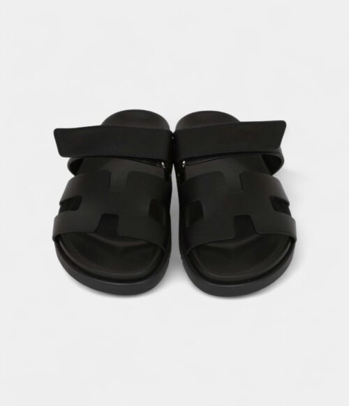 Hermès Chypre Techno Sandals Black Calfskin Palladium Hardware 35 EU