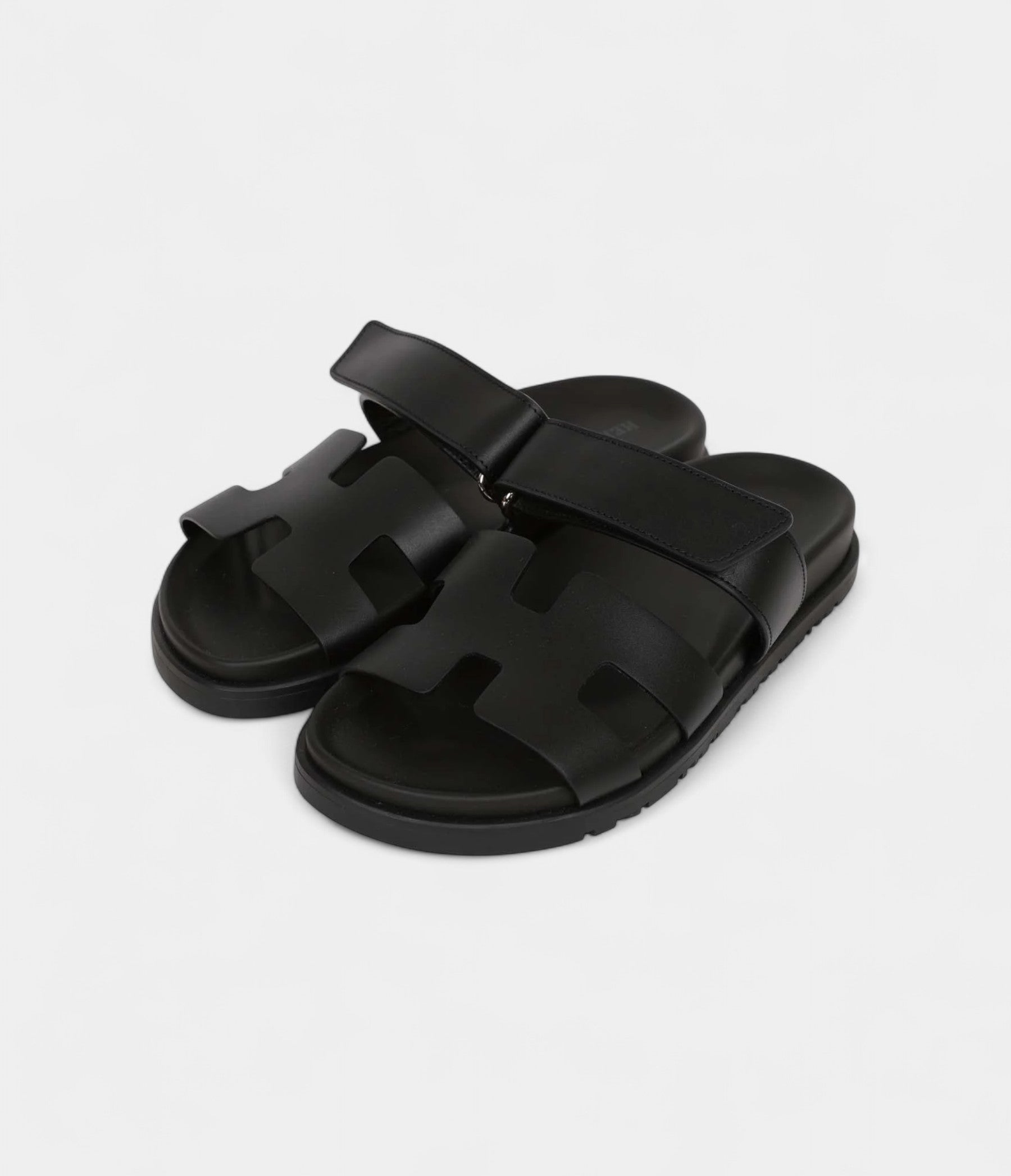 Hermès Chypre Techno Sandals Black Calfskin Palladium Hardware 35 EU