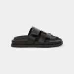 Hermès Chypre Techno Sandals Black Calfskin Palladium Hardware 35 EU