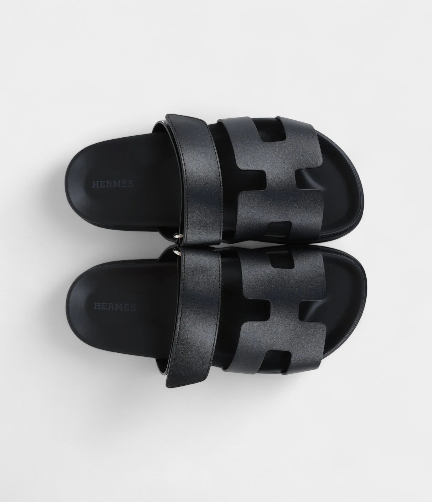 Hermès Chypre Techno Sandals Black Calfskin Palladium Hardware 36.5 EU