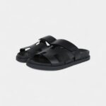 Hermès Chypre Techno Sandals Black Calfskin Palladium Hardware 36.5 EU