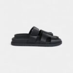 Hermès Chypre Techno Sandals Black Calfskin Palladium Hardware 36.5 EU
