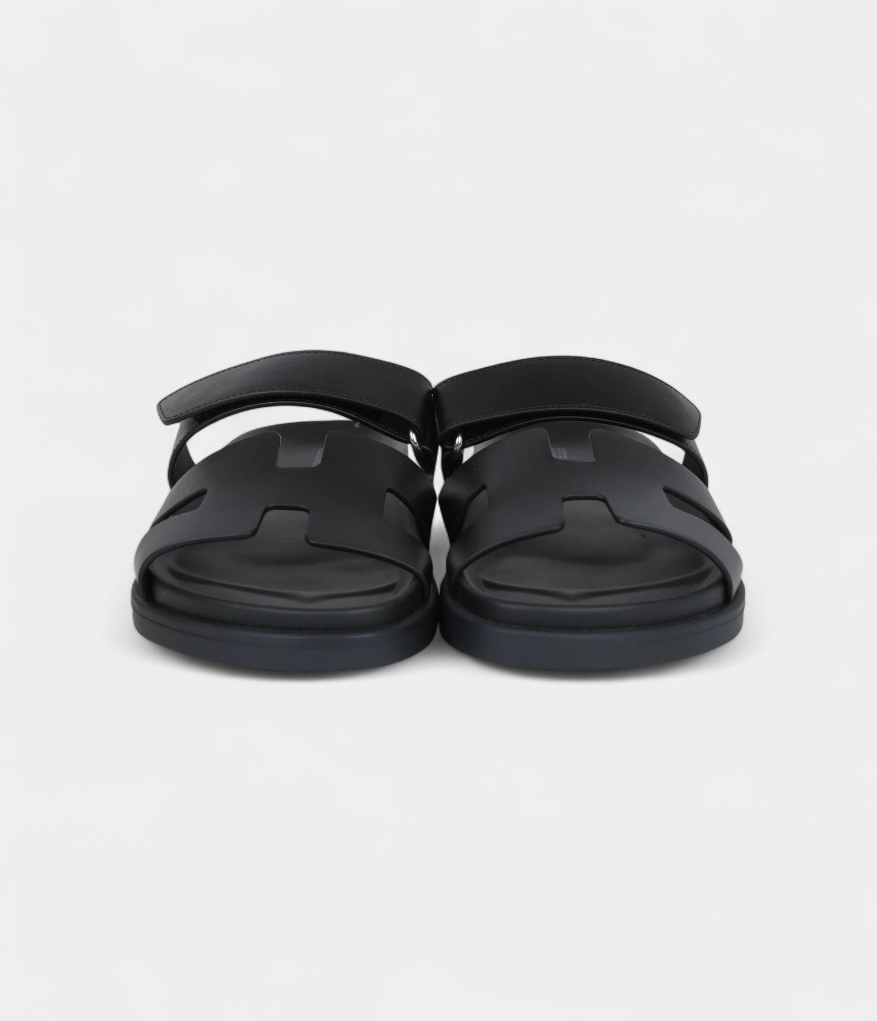 Hermès Chypre Techno Sandals Black Calfskin Palladium Hardware 36.5 EU