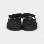 Hermès Chypre Techno Sandals Black Calfskin Palladium Hardware 38 EU