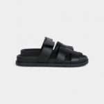 Hermès Chypre Techno Sandals Black Calfskin Palladium Hardware 37 EU