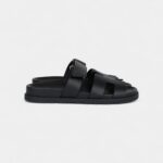 Hermès Chypre Techno Sandals Black Calfskin Palladium Hardware 38 EU