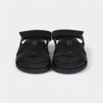 Hermès Chypre Techno Sandals Black Calfskin Palladium Hardware 37 EU