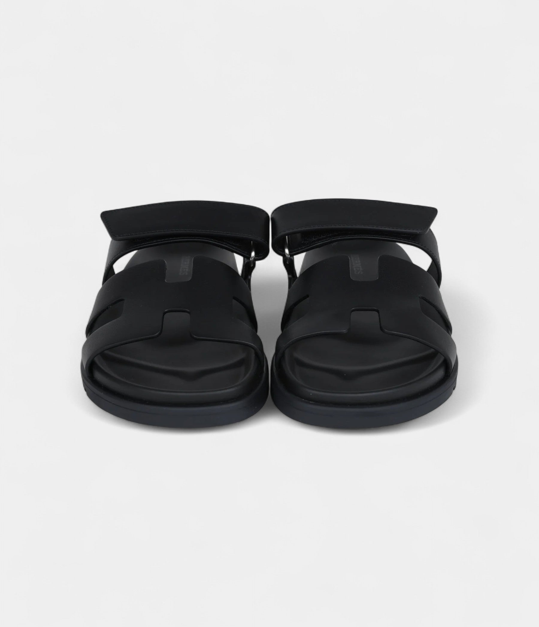 Hermès Chypre Techno Sandals Black Calfskin Palladium Hardware 37 EU