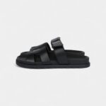 Hermès Chypre Techno Sandals Black Calfskin Palladium Hardware 37 EU