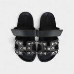 Hermès Chypre Techno Sandals Black Studded Calfskin Palladium Hardware 37.5 EU
