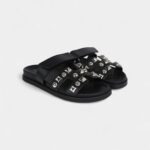 Hermès Chypre Techno Sandals Black Studded Calfskin Palladium Hardware 37.5 EU
