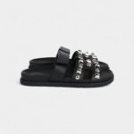 Hermès Chypre Techno Sandals Black Studded Calfskin Palladium Hardware 37.5 EU