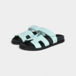 Hermès Chypre Techno Sandals Bleu Cristaux Epsom Palladium Hardware 39 EU