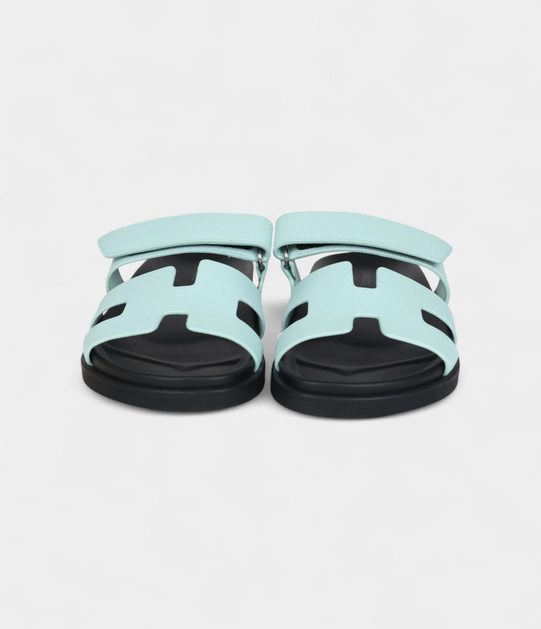 Hermès Chypre Techno Sandals Bleu Cristaux Epsom Palladium Hardware 39 EU