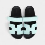 Hermès Chypre Techno Sandals Bleu Cristaux Epsom Palladium Hardware 39 EU