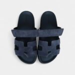 Hermès Chypre Techno Sandals Bleu Celeste Suede Palladium Hardware 37 EU