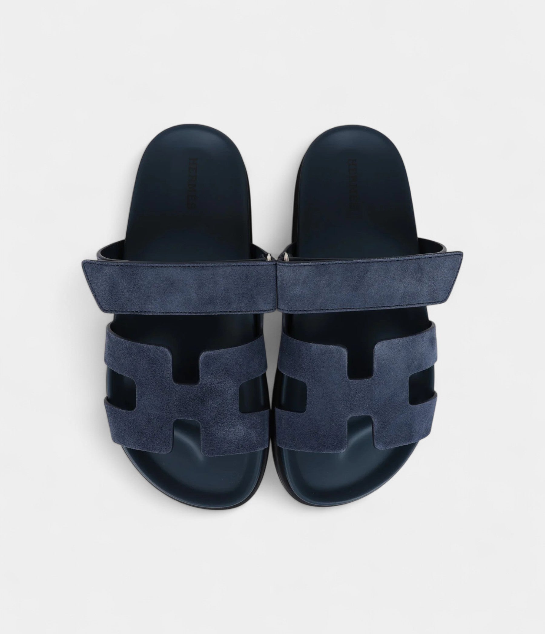 Hermès Chypre Techno Sandals Bleu Celeste Suede Palladium Hardware 37 EU