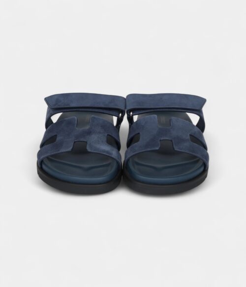 Hermès Chypre Techno Sandals Bleu Celeste Suede Palladium Hardware 37 EU