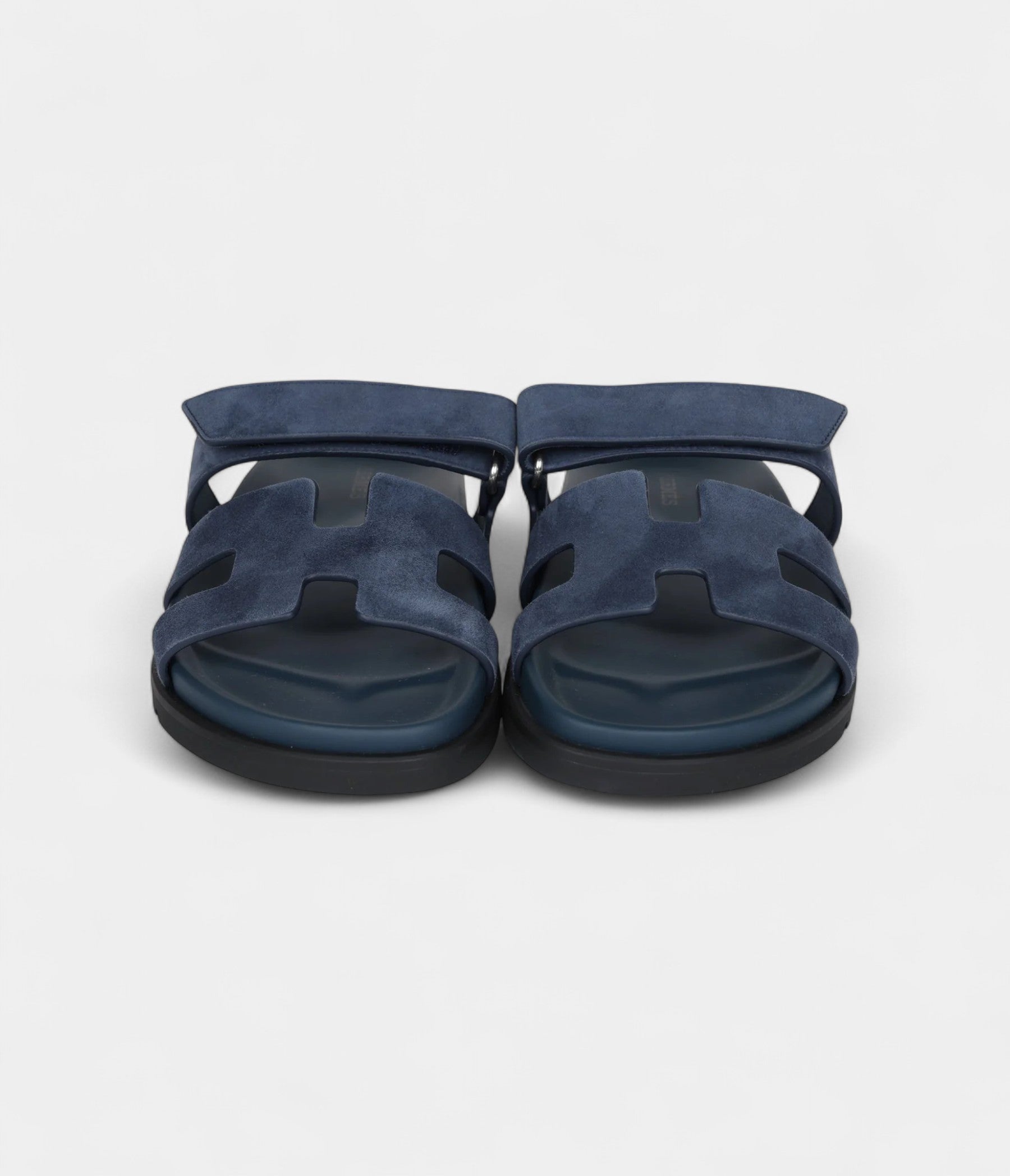 Hermès Chypre Techno Sandals Bleu Celeste Suede Palladium Hardware 37 EU