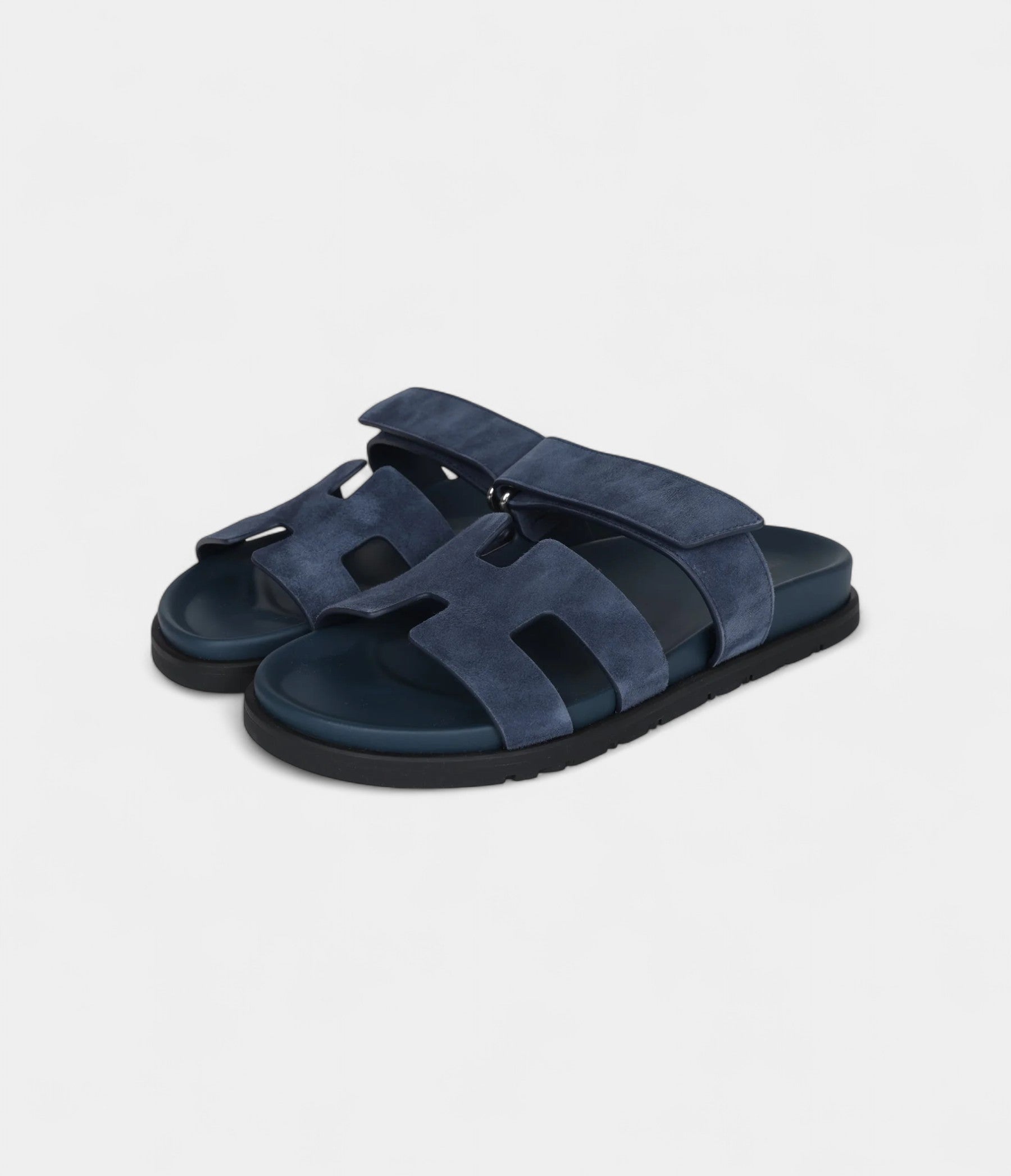 Hermès Chypre Techno Sandals Bleu Celeste Suede Palladium Hardware 37 EU