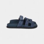 Hermès Chypre Techno Sandals Bleu Celeste Suede Palladium Hardware 37 EU