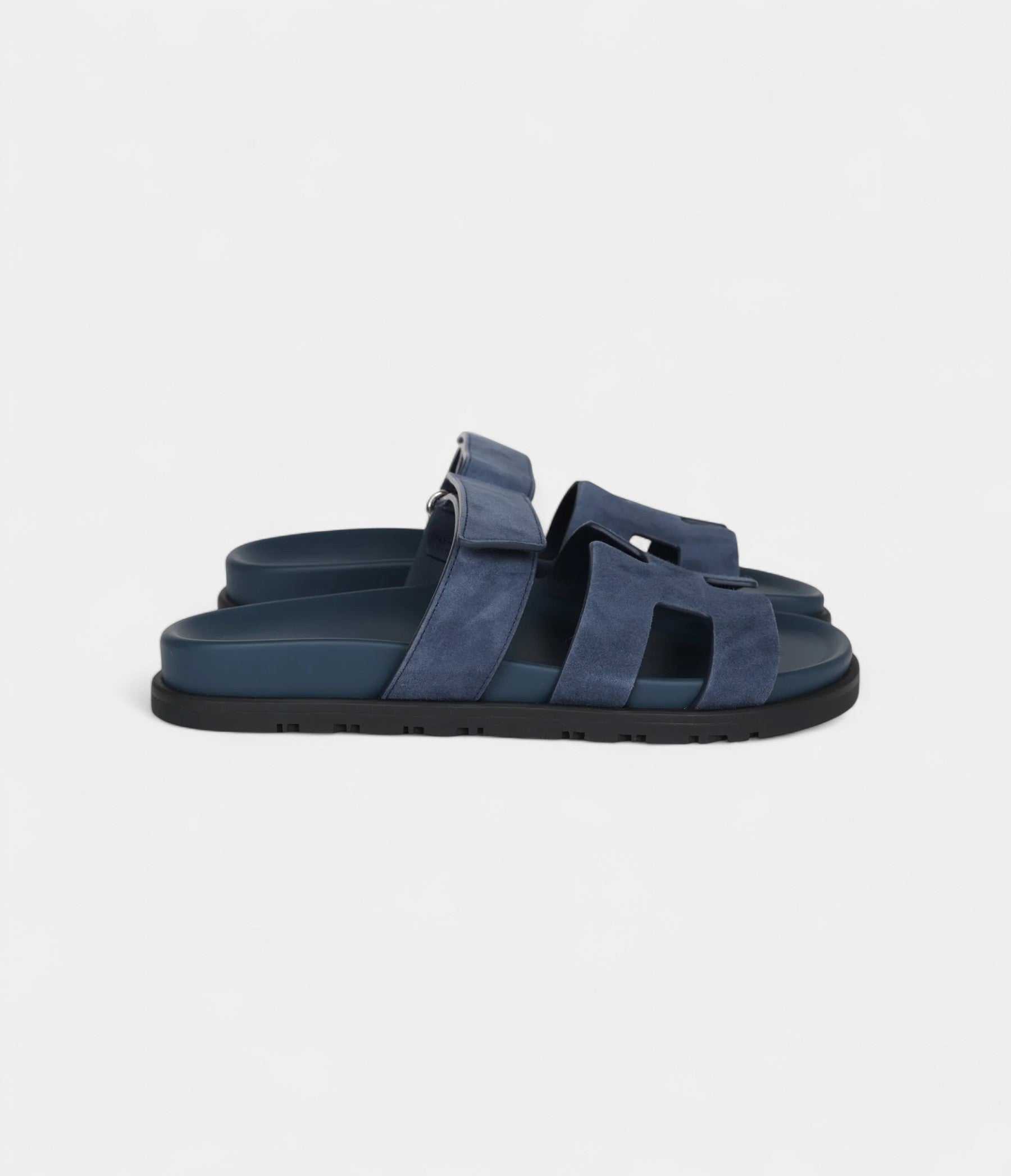 Hermès Chypre Techno Sandals Bleu Celeste Suede Palladium Hardware 37 EU
