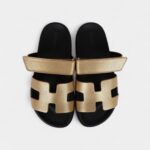 Hermès Chypre Techno Sandals Dore Chevre Palladium Hardware 37 EU