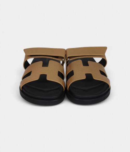 Hermès Chypre Techno Sandals Dore Chevre Palladium Hardware 37 EU